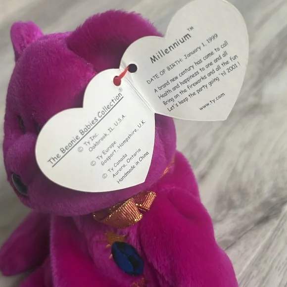 TY Purple Rare Retired 2000 Y2K Millennium Bear NWT - Picture 3 of 5